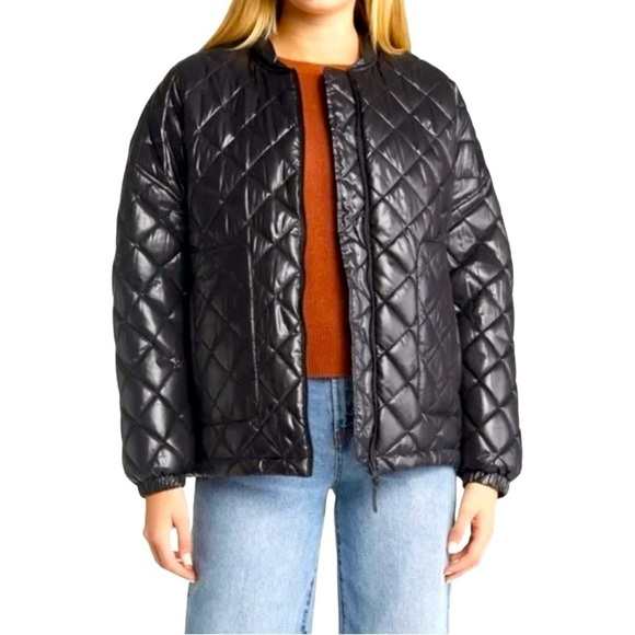 Nwot Halogen Bloomingdales black quilted jacket lightweight front pockets medium - Picture 1 of 14